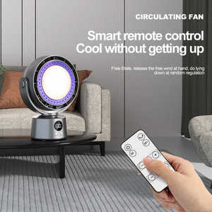 Portátil USB 3000mAh Home Ventilador Elétrico Display Digital Controle Remoto Bladesess Oscilante Ventilador Circulante De Ar Com Lâmpada LED - Product Image 3