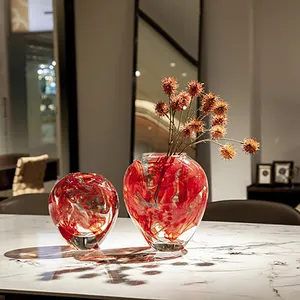 Articles de décoration chinois luxe personnalisé soufflé manish art artisanat verre succulent vase