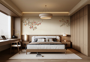 Carta da Parati Murale in Seta con Ricamo Botanico Chinoiserie Personalizzata per Camere da Letto e Sale da Pranzo, Design Paesaggistico Naturale Cinese Personalizzabile - Product Image 3