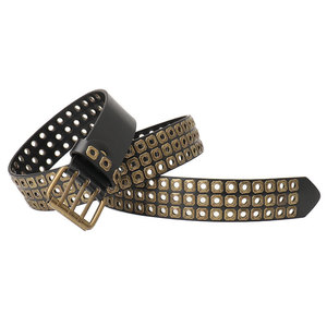 Cintura Punk Y2K <span class=keywords><strong>per</strong></span> Uomo e Donna, 3 File di Fori, in Ecopelle con <span class=keywords><strong>Borchie</strong></span> e Rivetti Metallici, Stile Retrò <span class=keywords><strong>per</strong></span> Jeans e Abiti Rock e Rap - Product Image 4