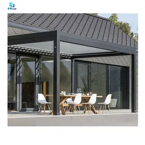 Pergola marquée de belvédère de cadre en aluminium de toit d'ouverture d'ombre de soleil attachée à la maison