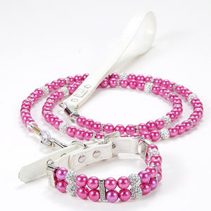 Collar de joyería de satén de cristal de lujo para mascotas, collares de cristal de lujo para mascotas, collar de cuero para mascotas para perro, cadena de correa de aleación de princesa - Product Image 1