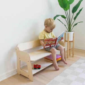 Panca <span class=keywords><strong>per</strong></span> scarpe <span class=keywords><strong>per</strong></span> bambini con ripiano portaoggetti, sedia <span class=keywords><strong>per</strong></span> bambini in legno massello stile nordico <span class=keywords><strong>per</strong></span> ingresso, organizer basso <span class=keywords><strong>per</strong></span> bambini - Product Image 3