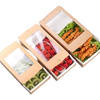 Boîte d'emballage alimentaire à double fenêtre, pour Sushi, Taco, Spaghetti, fruits, poulet frit, boîte d'emballage à emporter