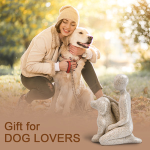 Figura Decorativa de Resina Ecológica Pintada a Mano con Diseño de <span class=keywords><strong>Animales</strong></span>, Personas y Perros, en Color Dorado y Negro, para Decoración del Hogar o Regalo - Product Image 2