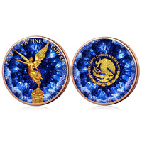 Pièce commémorative personnalisée en cuivre coloré de 5 onces 999 avec motif ange ailé Libertad en cristal, médaille souvenir de collection