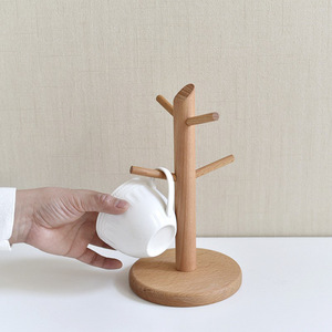 Wooden Jewelry Display <b>Rack</b> Multi-purpose Standing Key Watch Organizer Beechwood Ebony Color <b>Kitchen</b> Countertop <b>Storage</b> - Product Image 2