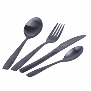Set di posate MANHATTAN 4 pezzi in raso nero - Product Image 2