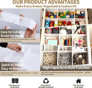 Séparateurs de tiroirs <span class=keywords><strong>DIY</strong></span> à découper sur mesure pour l'organisation des couverts, installation facile, par le fabricant Ningbo Home Accessories - Product Image 3