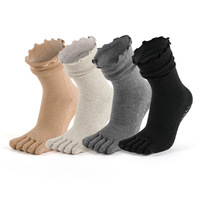 Chaussettes de yoga professionnelles MEIKAN à dentelle, sportives, à compression légère, antidérapantes, cinq doigts, en coton, pour le printemps