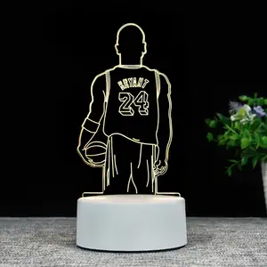 ABS Base 3D Personalizado Basketballer Forma Acrílica Lâmpada Família Crianças Presentes LED Night Light