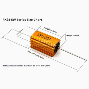 RX24 غطاء ألومنيوم ذهبي محوري مقاوم 5 وات 10 وات 2.2R 3.3R 10 20 25 40 47R 50 68 100R 1K أوم قوة ديناميكية مقاومة الفرامل - Product Image 2