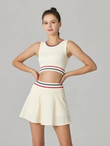 Pakaian Tenis Bernapas untuk Remaja, Setelan Olahraga Dewasa dengan Logo di Depan, Rok Bra dan Celana - Product Image 2