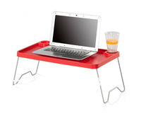 Bureau d'ordinateur portable pliable réglable en plastique et métal avec pieds métalliques et table pliante pour utilisation au lit