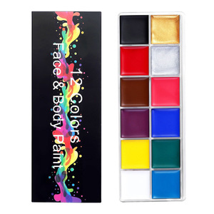 Paletas de Pintura Facial de Grado Cosmético de 12 Colores Kit Profesional de Pintura Corporal y Facial Soluble en Agua <span class=keywords><strong>para</strong></span> Halloween, Obras de Teatro, Navidad y <span class=keywords><strong>Payaso</strong></span> - Product Image 1
