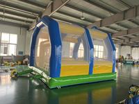 QIQU Jeu de football interactif 5x5m avec zone de saut et trous cibles, but de football gonflable pour gardien de but