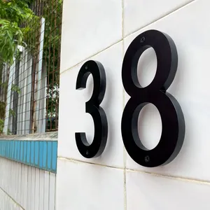 Al di fuori del canale numero di casa segni di lettera numeri di indirizzo nero 3D segno di metallo per la porta di casa e la cassetta postale