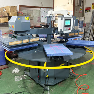 Presse à chaleur rotative professionnelle de haute qualité avec deux chauffages, six tables de travail, six plaques et 6 stations, formats 40x60, 40x50, 40x40. - Product Image 1