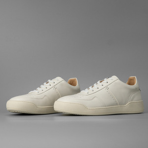 Soft-soled top-grain cowhide men's <b>shoes</b> Fashionable versatile design sense of craftsmanship handmade <b>white</b> board <b>shoes</b> - Product Image 2