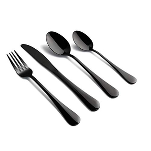 ชุดช้อนส้อมสแตนเลสสีดำขายส่ง ชุดมีดส้อมช้อนสำหรับโต๊ะอาหาร ใช้ในครัวเรือน - Product Image 3