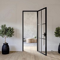 Puerta Francesa de Hierro, Diseño Clásico Directo de Fábrica, Insonorizada, con Doble Vidrio, Puerta Exterior para Patio
