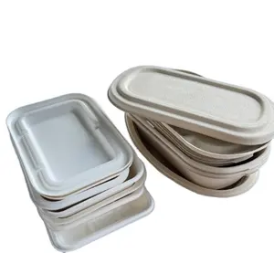 16Oz Dùng Một Lần Bã Mía Giấy Trái Cây Tươi Salad Bao Bì Container/Hộp Với Bìa