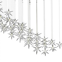 Grand Lustre LED en Acier Inoxydable et Verre, Design Creux, pour Villa, Duplex, Escalier, Salon à Plafond Haut, Moderne et Simple