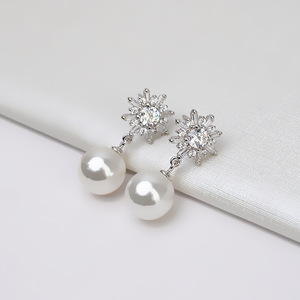 Pendientes Minimalistas de Plata S925 con Perlas para Mujer, Estilo Europeo Americano Personalizado, Accesorios de Joyería DIY con Soporte Vacío - Product Image 3