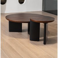 Ensemble de tables basses rondes créatives de style français, 0,9 m, en bois, pour salon, tables d'appoint minimalistes vintage, multifonctionnelles