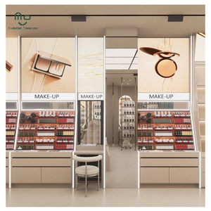 Présentoir cosmétique moderne d'atelier de maquillage de gondole de conception collée <span class=keywords><strong>sur</strong></span> l'étagère de mur pour le salon d'armoire de soins de la peau - Product Image 3