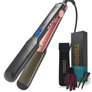 Lisseur à cheveux Vente à Chaud Fer Plat Titane <span class=keywords><strong>Électrique</strong></span> Logo Personnalisé Affichage de la Température LCD <span class=keywords><strong>Plancha</strong></span> Nano Titanium 2.5M 72W - Product Image 1