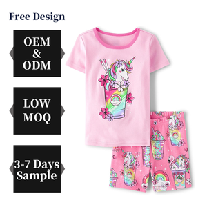 Set di pigiami da notte per bambini 2025 prezzo basso all'ingrosso <span class=keywords><strong>pigiama</strong></span> <span class=keywords><strong>con</strong></span> stampa <span class=keywords><strong>unicorno</strong></span> di alta qualità Set di pigiami di moda estiva in due pezzi - Product Image 1