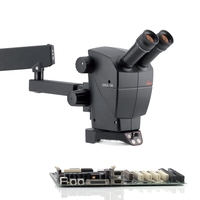 Microscopes stéréoscopiques industriels Leica A60 F et A60 S avec indice de protection IP53, écran LED, garantie 1 an pour utilisation en production
