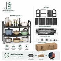 Organizador de Especias Ajustable Multifuncional Moderno para Debajo del Fregadero, Estante de Almacenamiento Expandible de 2 Niveles para Sala de Estar