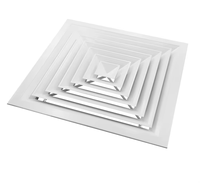 Diffuseur d'air carré en aluminium, système de ventilation CVC, diffuseur de plafond à 4 voies