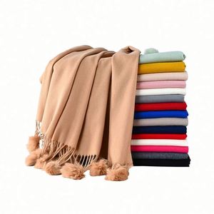 Winter Pashmina <b>Wool</b> Long Multifunction Fashion Solid Color Tassel Shawl Women's Scarf and <b>Wraps</b> - Product Image 1