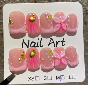 TSZS - <span class=keywords><strong>Uñas</strong></span> Postizas Acrílicas Reutilizables con Diseño de Flores 3D de <span class=keywords><strong>Verano</strong></span>, Estilo Dulce y Moderno, Forma de Pico de Pato, para Mujer - Product Image 6