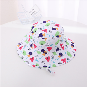 Protezione solare modelli stampati cappello per bambini bambini ragazzi ragazze a tesa larga cappello da gioco estivo in cotone cappello a secchiello per bambini con sottogola - Product Image 6