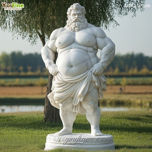 Statua in marmo <span class=keywords><strong>di</strong></span> un uomo grasso e allegro, scolpita a mano, per decorare il giardino o la casa - Product Image 4