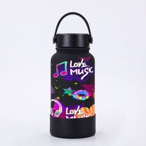 Botellas aisladas al vacío de acero inoxidable personalizadas de fábrica botella de agua deportiva de boca ancha con funda de silicona antideslizante - Product Image 3