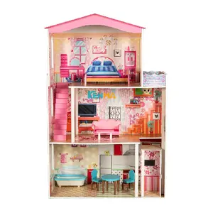 Bebek evleri ahşap büyük Dollhouse minyatürleri oyuncak oyna Pretend