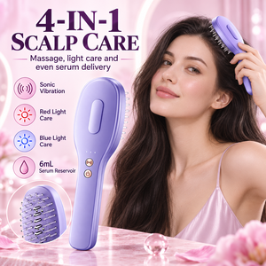 4 in 1 <b>Scalp</b> <b>Massager</b> Hair Growth Light Therapy Comb Red Blue Light Serum Reservoir Handheld <b>Brush</b> - Product Image 1