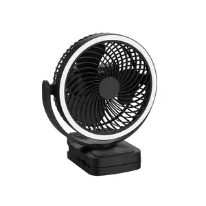 2 In 1 Outdoor Mini Usb Oplaadbare Draagbare Ventilator Clip Lantaarn Kamp Opknoping Elektrische Fan Tafel Bureaublad Ventilator Met Licht