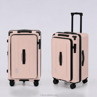 Valise à roulettes à ouverture frontale, grande capacité, extensible, avec roues amortissantes, pour marque privée OEM, en polycarbonate simple