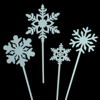 4-teilige faltbare Kunststoff Schneeflocke Cupcake Dekoration Nicht Acryl weiß Schneeflocke Karte Plug-In Geburtstags torte Dekorieren Zubehör