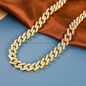 New Hip-hop <b>Cuban</b> <b>Chain</b> 13mm Diamond-encrusted Men's Necklace Bracelet Street Versatile Jewelry Tanjing Fashion Lijing Necklace - Product Image 3