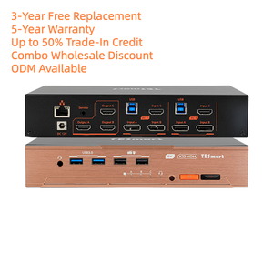 KVM ODM 2x3 HDMI+DP 8K 60HZ Dukungan EDID Jaringan Gigabit <span class=keywords><strong>3</strong></span> Monitor <span class=keywords><strong>2</strong></span> Komputer Tombol Sakelar KVM Berkabel Untuk Pengeditan Video - Product Image 1