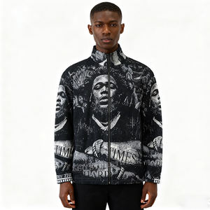 OEM 공급 로우 MOQ 커스텀 자카드 태피스트리 자켓 로드 웨이브 자켓 래퍼 지퍼 가디건 집업 겨울 자켓 남성용 - Product Image 5