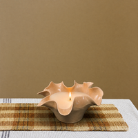 Bougie de bien-être minimaliste en céramique marron brillante à bord festonné, parfumée pour les fêtes, à combustion propre, style Ferme Bohème pour la maison et les fêtes