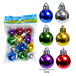 3cm 12pcs Smooth Christmas <b>Baubles</b> Set Shatterproof Christmas Tree Hanging Ornaments for Holiday Decoration - Product Image 1